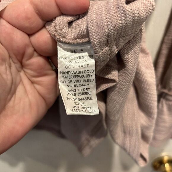 KORI America Women's Size Large Top Pink Lavender Casual Boho Embroidered - Picture 7 of 7